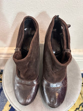 Vintage Brown Two-Tone Ankle Boots – Suede & Leather Mix