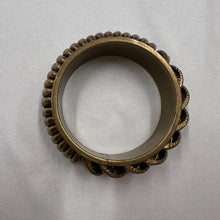 Vintage Brutalist Chain Link Bangle / Sculptural Gold Tone Bracelet / Chunky Statement Cuff