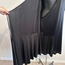 Liza Emanuele Black Wrap Dress, Satin-Like Finish, Batwing Sleeves, Asymmetric Hem (AUS 14)