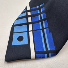Vintage Australia Retro Abstract Geometric Navy Blue Necktie 1980s 1990s