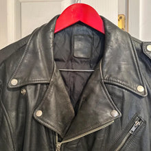 Vintage Black Leather Asymmetrical Biker Jacket, Distressed Punk Rocker Coat