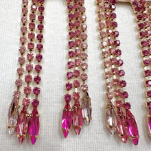 Vintage Pink Ombre Rhinestone Tassel Drop Earrings