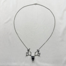Vintage Deer Skull Necklace | Gothic Antler Pendant Necklace | Silver Tone Woodland Jewelry | Dark Forest Statement Necklaces