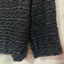 Vintage Black Beaded Jacket | Iridescent Sheer Evening Cardigan, Art Deco Style