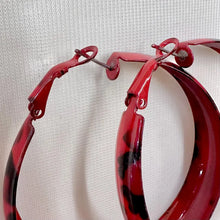 Vintage Red Leopard Print Chunky Hoop Earrings | Lightweight Statement Jewelry