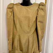 Vintage Julie Cox Designs Gold Bow Dress | Drop Waist Dress Made in Australia