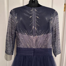 Vintage Tony Bowls Navy Beaded Tulle Evening Dress – Celestial Y2K Princess Gown