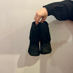 Y2K Black Fringe Ankle Boots