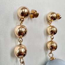 Vintage Powder Blue Lucite Ball Drop Earrings | Gold Tone Statement Earrings | Retro 1980s Oversized Bubble Earrings