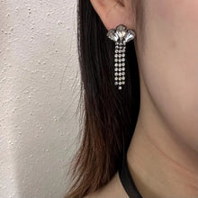 Vintage Rhinestone Drop Earrings – Gunmetal Crystal Dangle
