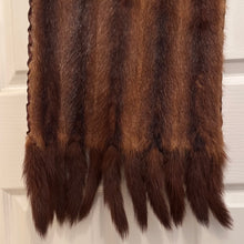 Vintage Genuine Mink Fur Stole Wrap with Fringe Trim | Long Brown Fur Shawl | Old Hollywood Glamour