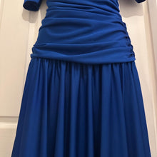 Vintage 80s Electric Blue Sequin Draped Maxi Dress | Open Back Tie Detail, Made Australia