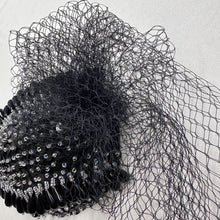Vintage Black Beaded Fascinator Hat | Rhinestone Cocktail Headpiece, Birdcage Veil Accessory
