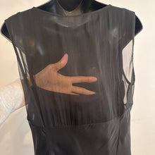 Black Sheer Overlay Maxi Dress, Blue Sequin Embellished Shoulders, Sleeveless V Neck Evening Dress, Elegant Formal Gown, Sheer Hem