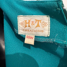 Vintage 70s H&T Creation Teal Cape Dress Size SSW / S | Rare Sheer Chiffon Tiered Overlay Cocktail Dress | Retro V-Neck Avant Garde Dress