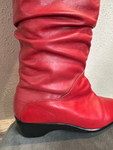 Vintage 80s Red Leather Slouch Mid-Calf Boots