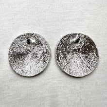 Silver Textured Disc Statement Stud Earrings – Bold Round Minimalist