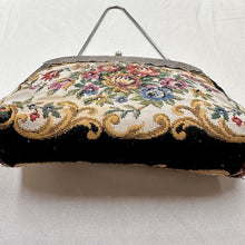 Vintage Floral Tapestry Kiss Lock Handbag | Victorian Carpet Bag, Made in Hong Kong