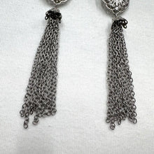 Vintage Silver Filigree Tassel Earrings – Long Chain Statement Drop