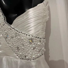 Vintage White One Shoulder Pearl Embellished Party Dress Size 8 Fairy Prom Dress