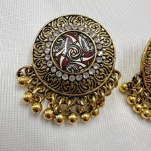 Vintage Boho Gold Medallion Earrings | Rhinestone & Coin Fringe Drop Earrings | Ethnic Statement Earrings