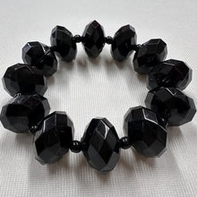 Vintage Faceted Black Acrylic Bead Stretch Bracelet | Chunky Geometric Statement Bracelet | Bold Y2K Jewelry