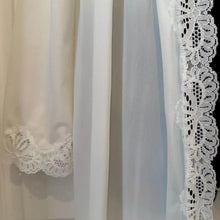 Rare Vintage C'est L'imprevu Ivory White Sheer Peignoir Robe - Made in Egypt - Scalloped Lace Trim Open Front Maxi Dressing Gown