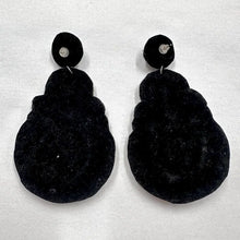 Vintage Blue Beaded Statement Earrings – Oversized Felt & Crystal Embellished Drops