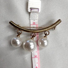 Vintage Pearl Drop Bar Brooch | Brass Gold Tone Minimal Brooch | Mid Century Style Faux Pearl Pin | 1950s Inspired Jewelry