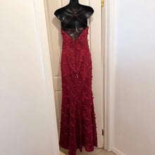 Bariano Australia Wine Red Floral Lace Mermaid Gown | Open Back Evening Maxi Dress