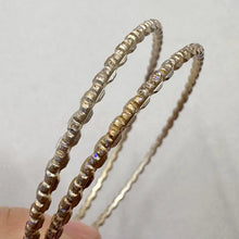 Vintage Champagne Gold Glitter Stacking Bangles Set of 2 | Dainty Textured Layering Bracelets | Sparkly Jewellery