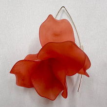 Statement Coral Flower Drop Earrings | Frosted Acrylic Floral Earrings | Gold Wire Hook Dangle Earrings