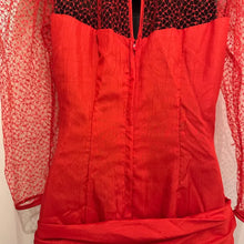 Vintage 1980s Red Mermaid Gown | Sheer Lace Sleeves, Ruched Formal Dress