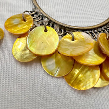 Vintage Shell Disc Hoop Earrings | Antique Brass Boho Festival Jewelry