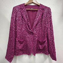 DKNY Silk Sequin Blazer | Magenta Evening Jacket | Donna Karan Party Wear Size 10