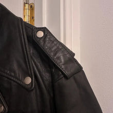 Vintage Black Leather Asymmetrical Biker Jacket, Distressed Punk Rocker Coat