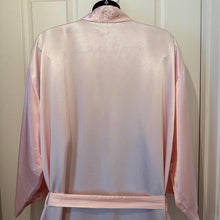 Vintage Pink Satin Floral Embroidered Robe | Romantic Silky Night Gown | Coquette Boudoir Dressing Gown