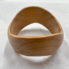 Vintage Carved Wood Bangle | Wide Wooden Bracelet | Sculptural Statement Cuff | Natural Grain Bohemian Jewelry