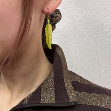 Vintage Gold Feather Dangle Earrings | Boho Feather Drop Earrings | Lightweight Nature Inspired Statement Jewelry