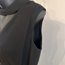 Mary Charmaine Black Pleated Jumpsuit, Embellished Waist, Sheer Wide Leg Trousers