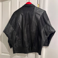Vintage  Australian Designer Leather Jacket, Size 8, 1980s Black Dolman Sleeve Moto Jacket, Textured Panels No Belt