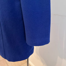 Royal Blue Wool Coat | Double-Breasted Military Style Jacket | High Neck Fitted Outerwear
