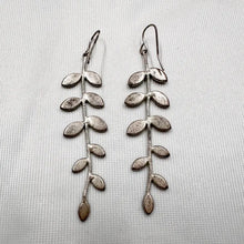 Vintage Black Leaf Dangle Earrings | Silver Tone Botanical Statement Jewelry