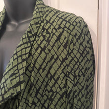 Vintage DHALIA Green Snake Print Rayon Waterfall Cardigan | Lightweight Open Front Jacket