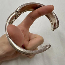 Vintage Silver Glitter Hinged Bangle | Sparkly Statement Bracelet | Silver Tone Clamper Cuff | Retro Jewelry