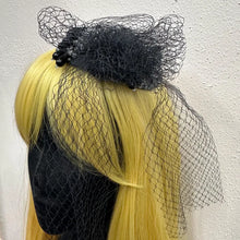 Vintage Black Beaded Fascinator Hat | Rhinestone Cocktail Headpiece, Birdcage Veil Accessory