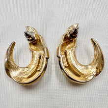 Vintage Black & Ivory Enamel Hoop Stud Earrings | Bold 80s Statement Earrings | Gold Tone Jewellery