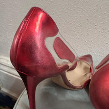 Gianvito Rossi Red Metallic Leather PVC Pointed Stiletto Heels UK 5