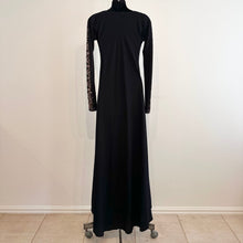 Black Gold Rhinestone Maxi Dress, Long Sleeve Deep V Neck Evening Gown, Diagonal Embellished Formal Dress, Elegant Statement Party Wear