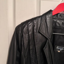Vintage Australian Leather Jacket, 80s Black Pleated Panel Power Jacket, Size M
